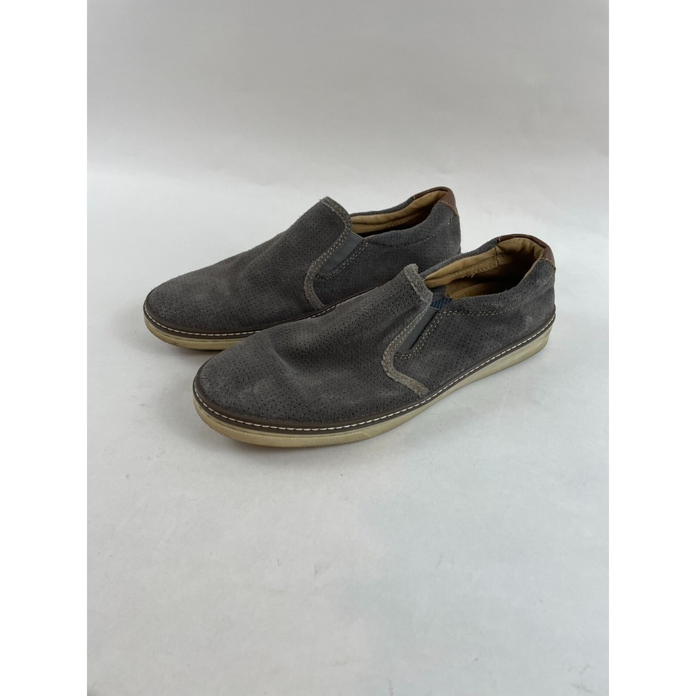 J&M Shoes Men's Size 8.5 Gray Suede Slip On Casual 25-1397 Flat Loafers